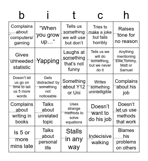 Reginald Schmarr Bingo Sheet Bingo Card