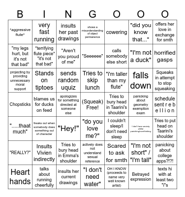 Lizzie Bingo Card