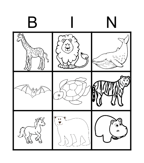 ANIMALS Bingo Card