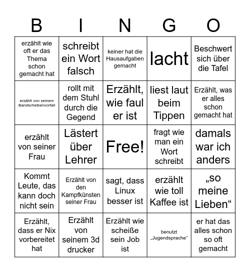 Herr Fröhlich Bingo Card