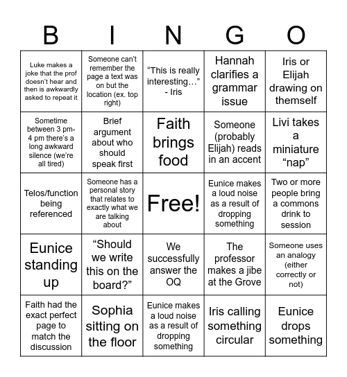 Edwards Cohort Bingo Card