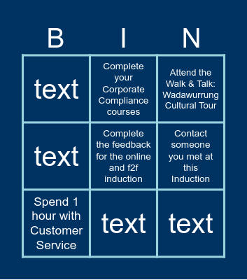 Welcome to the City Bingo! Bingo Card