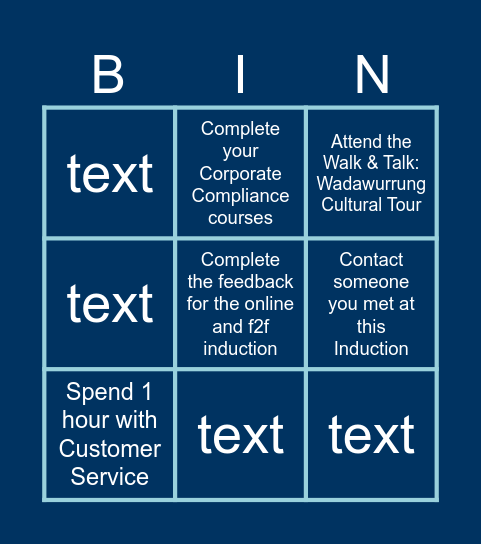 Welcome to the City Bingo! Bingo Card