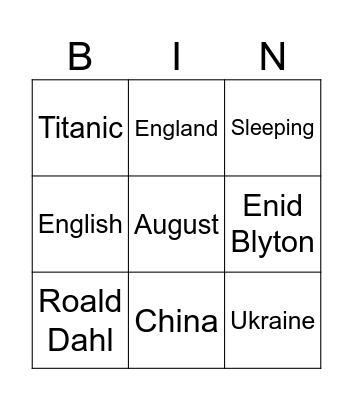 About our class Bingo Card