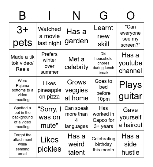 Untitled Bingo Card