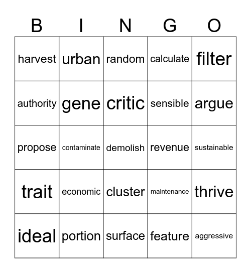 12GEN Bingo Card