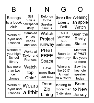 PH&T Bingo Game  Bingo Card