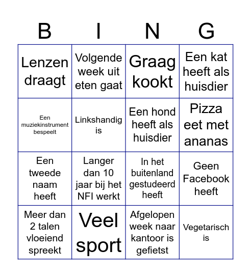 BO Bingo! Zoek een collega die... Bingo Card