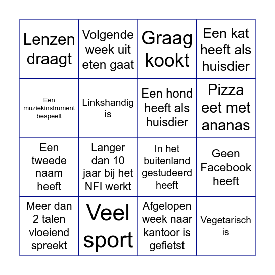 BO Bingo! Zoek een collega die... Bingo Card