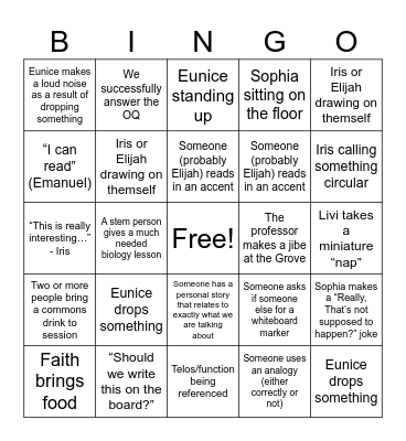 Edwards Cohort Bingo Card