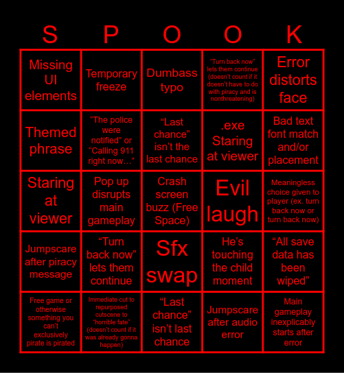 Fake Anti Piracy Screen Bingo Card