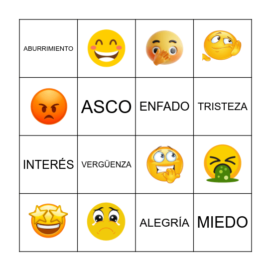 LAS EMOCIONES Bingo Card