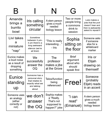 Edwards Bingo Card
