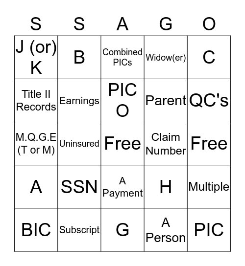 Objective Two Bingo Card
