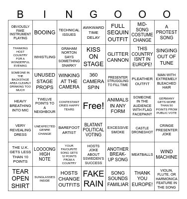 Eurovision 2024 bingo Card