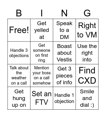 Sales Bing! Bingo Card