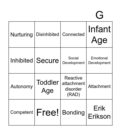 Infant Social/Emotional Development Bingo Card