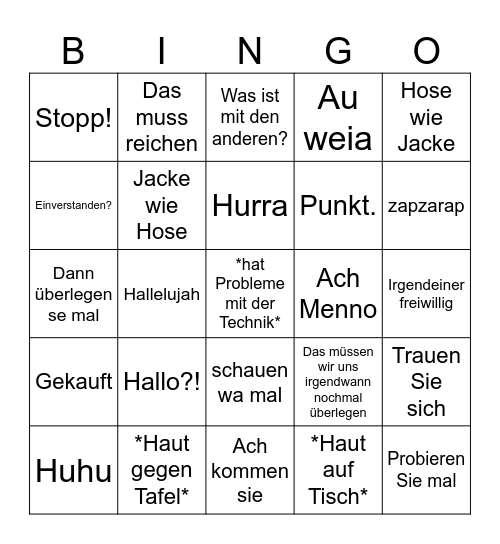 Klingo Bingo Card