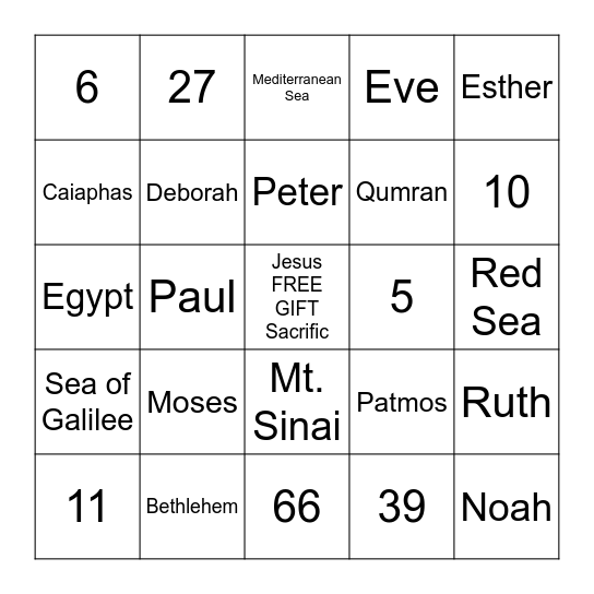 Bible Bingo Card