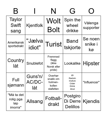 Tom Waits 2024 Bingo Card