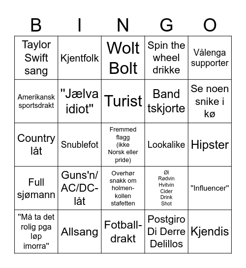 Tom Waits 2024 Bingo Card