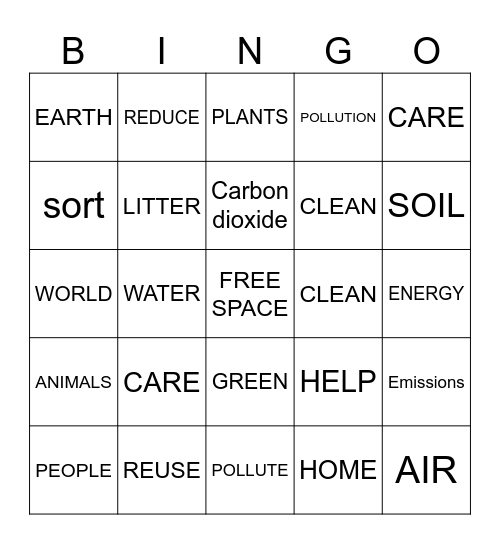 EARTH DAY Bingo Card