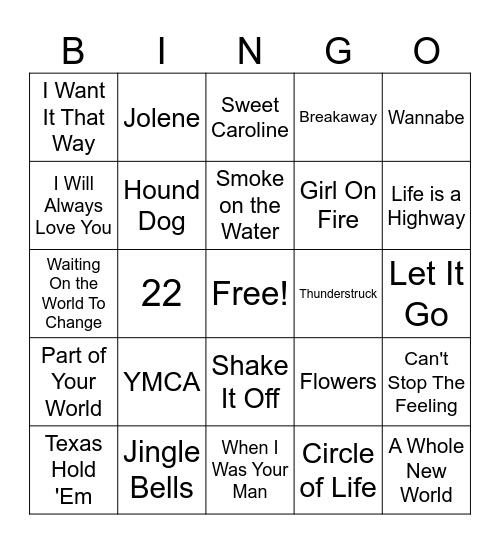 Music Bingo Card