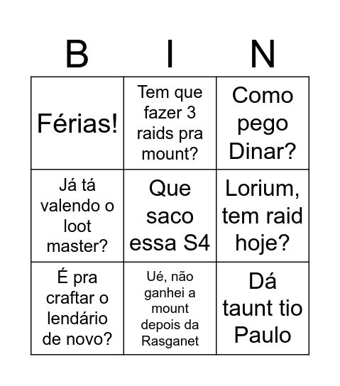 Panda Remix > S4 Bingo Card