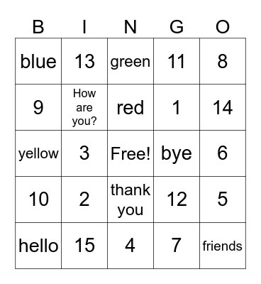 Gr. 3 Bingo Card