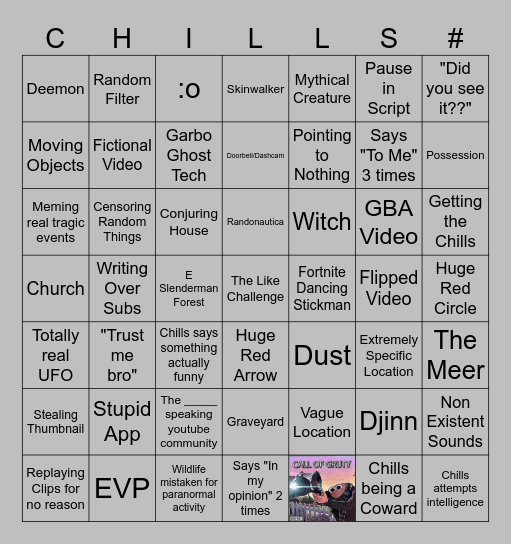 Chills Bingo Card