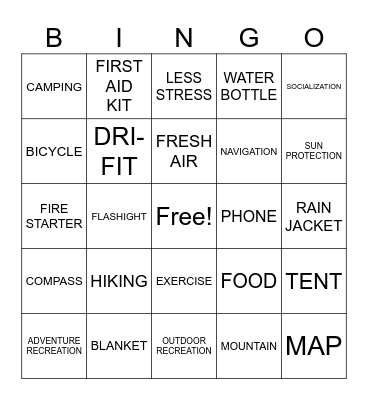 O R A Bingo Card
