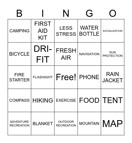 O R A Bingo Card