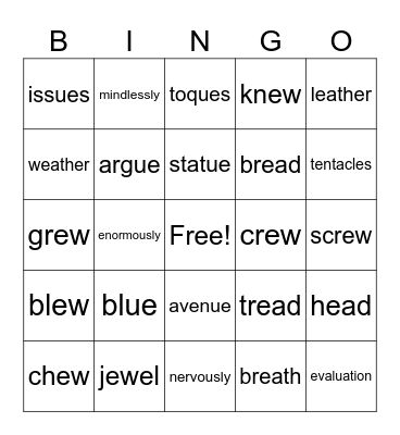 Lessons 61 to 63 Bingo Card