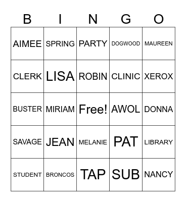 BEACH BLANKET BINGO Card