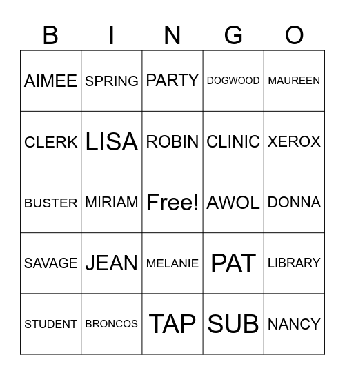 BEACH BLANKET BINGO Card