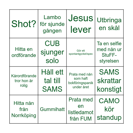 Kåraktivas-bingo! Bingo Card