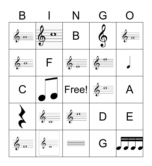 Notation Bingo Card