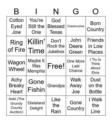 SAUMC Country Bingo Card