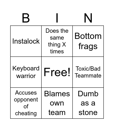 Reyna Bingo Card