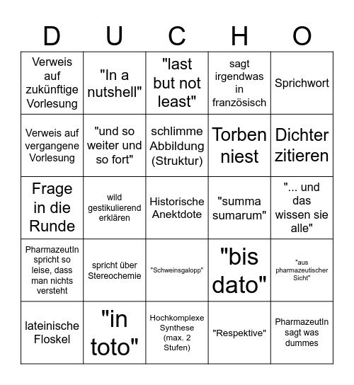 Ducho Bingo 3 Bingo Card