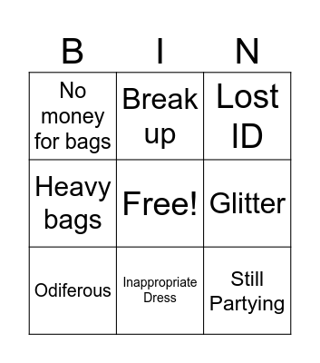 Coachella Bingo Card