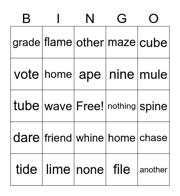 Unit 11 Bingo Card