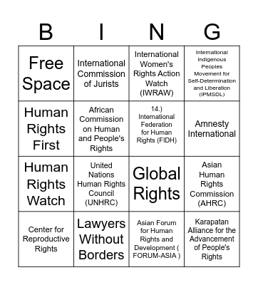 Educational Bingo Card