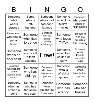 Human Bingo Card