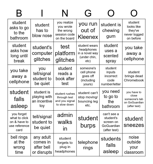 CAASSP Bingo Card