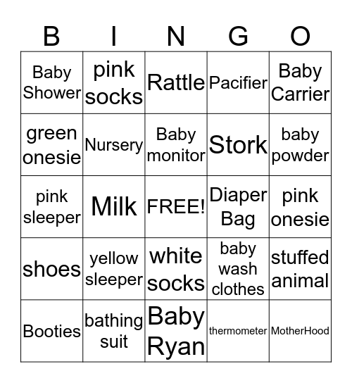 Baby Shower Bingo Card