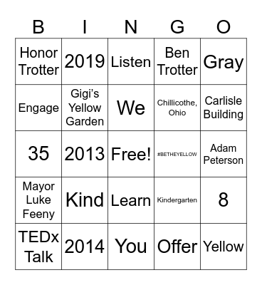 Yellow Day Bingo Card