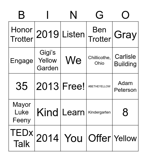 Yellow Day Bingo Card
