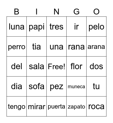 Bingo De Palabras Bingo Card