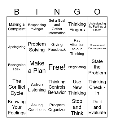 Thinking For a Change Bingo Card